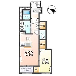 新田東1丁目アパート 1LDKの間取図画像