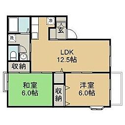 BrioTeracce仙台南吉成B 2LDKの間取図画像