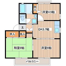 カンターヴィレ2 3DKの間取図画像