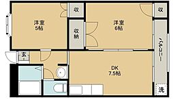 ハミングパークB3 2DKの間取図画像