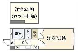 一刻館 2Kの間取図画像