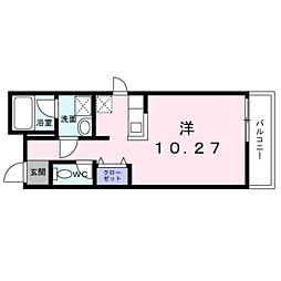 ティアラグレイス 4階ワンルームの間取り