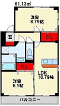 ロワイヤルT・N II 201 ｜ 福岡県中間市東中間２丁目2-35（賃貸アパート2LDK・2階・61.13㎡） その2