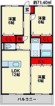 リシェス楠橋 205 ｜ 福岡県北九州市八幡西区楠橋上方２丁目18-5（賃貸マンション3LDK・2階・71.82㎡） その2