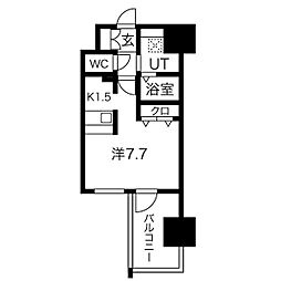 名古屋市営東山線 新栄町駅 徒歩9分の賃貸マンション 15階1Kの間取り