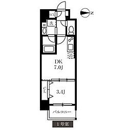 名古屋市営鶴舞線 浄心駅 徒歩10分の賃貸マンション 3階1DKの間取り