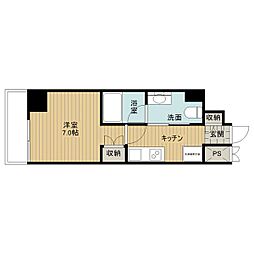 名鉄瀬戸線 森下駅 徒歩9分の賃貸マンション 8階1Kの間取り