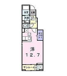 グレイスコート 1階ワンルームの間取り
