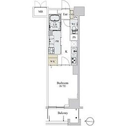 カスタリア新栄II 10階1Kの間取り