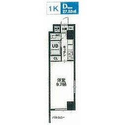 名古屋市営名城線 久屋大通駅 徒歩5分の賃貸マンション 11階1Kの間取り