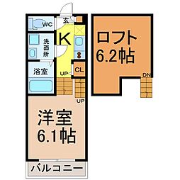 K　Flat 1階1Kの間取り