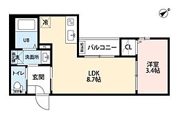 ROBOT HOUSE 守山A棟 2階1LDKの間取り