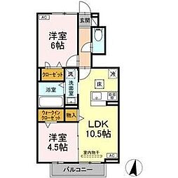 名古屋市守山区白山2丁目アパート 2LDKの間取図画像