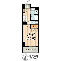 STUDIOKANAREBASHI 1Kの間取図画像