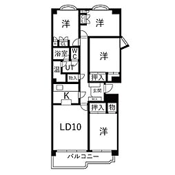 矢田川パークハウスD棟デージー 4LDKの間取図画像