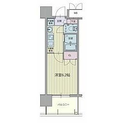 パルティール城西 1Kの間取図画像