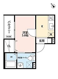 幸鶴邸 1Kの間取図画像
