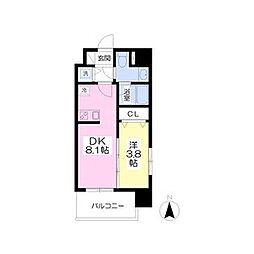 カレント茶屋が坂 1LDKの間取図画像