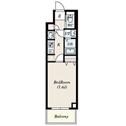 S-RESIDENCEAOI2 1Kの間取図画像