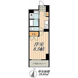 STUDIOKANAREBASHI 1Kの間取図画像