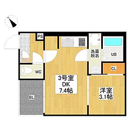 アールスマート新栄2 1DKの間取図画像