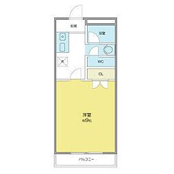 ウィングコート辻 1Kの間取図画像