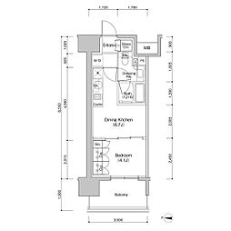 ザ・パークハビオ新栄 1DKの間取図画像