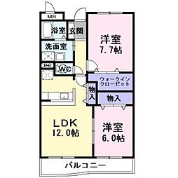 グランドール吉根 2LDKの間取図画像