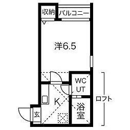 NST上小田井 1Kの間取図画像