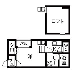 サンブラスハイム大曽根 1Kの間取図画像