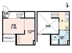 マクト鳥羽見 1Kの間取図画像