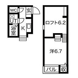 プレジール 1Kの間取図画像