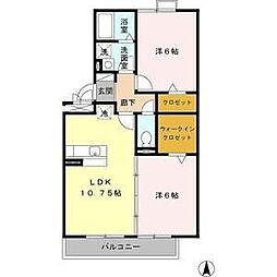 アミスターA 2LDKの間取図画像