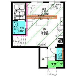 TRES新守山(トレス新守山) ワンルームの間取図画像