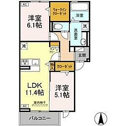 セレスティア江向 2LDKの間取図画像