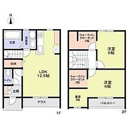 名古屋市守山区鳥羽見3丁目アパート 2LDKの間取図画像