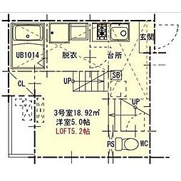 ハーモニーテラス山田 1SKの間取図画像
