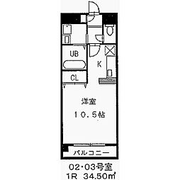 ソラナ平安 ワンルームの間取図画像