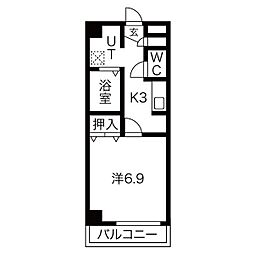 サンハイム新守山 1Kの間取図画像