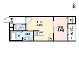 CielBleu野萩 1LDKの間取図画像