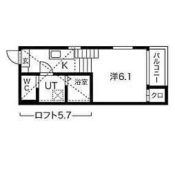 ハーモニーテラスサニーベール志賀町 1Kの間取図画像