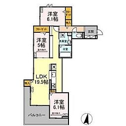 カサブランカ 3LDKの間取図画像