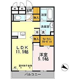 メルベーユ 1LDKの間取図画像