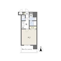 カレント茶屋が坂 1Kの間取図画像