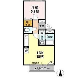 セゾン平出 1LDKの間取図画像