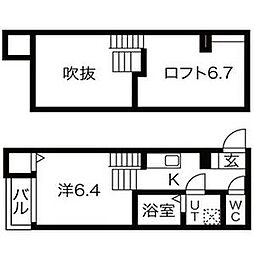 ルナフォルツァ新守西 1Kの間取図画像