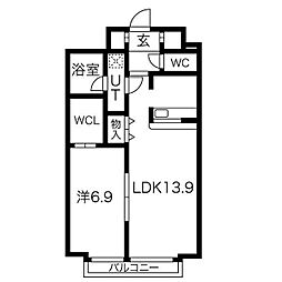 レジデンス東矢場 1LDKの間取図画像