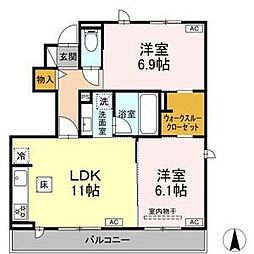 アトールテラス辻町 2LDKの間取図画像