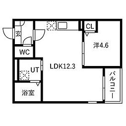Jack higashiajimaII 1LDKの間取図画像