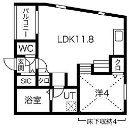 バンブーハウス平安通 1LDKの間取図画像